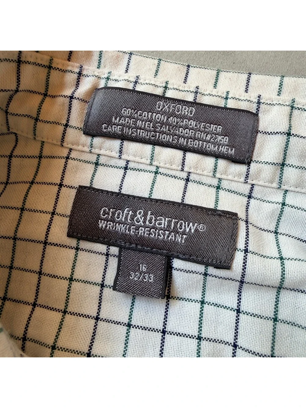 croft & barrow Men's Oxford Wrinkle-Resistant Dress Shirt Size 16 32/33 Office